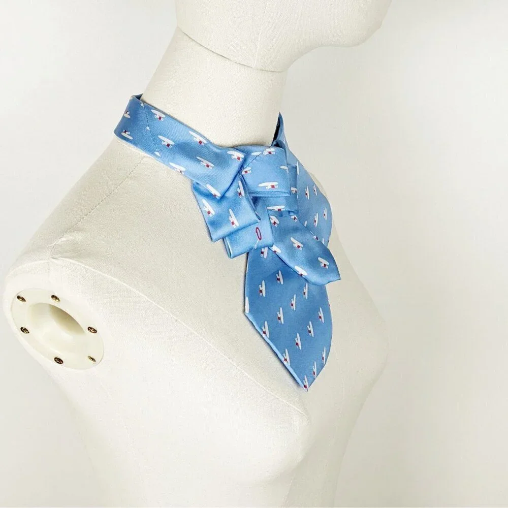 Ogsplosh - Blue Summer Neck Tie Scarf - Women's Tie - Silk Ascot Scarf - NEW